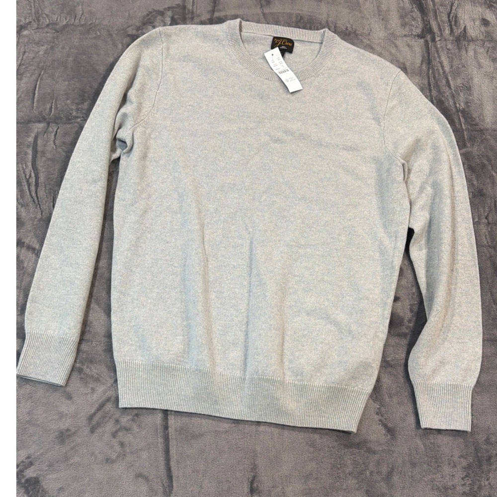 NWT J. Crew Cashmere Sweater Mens Light Grey Crewneck BE895 S